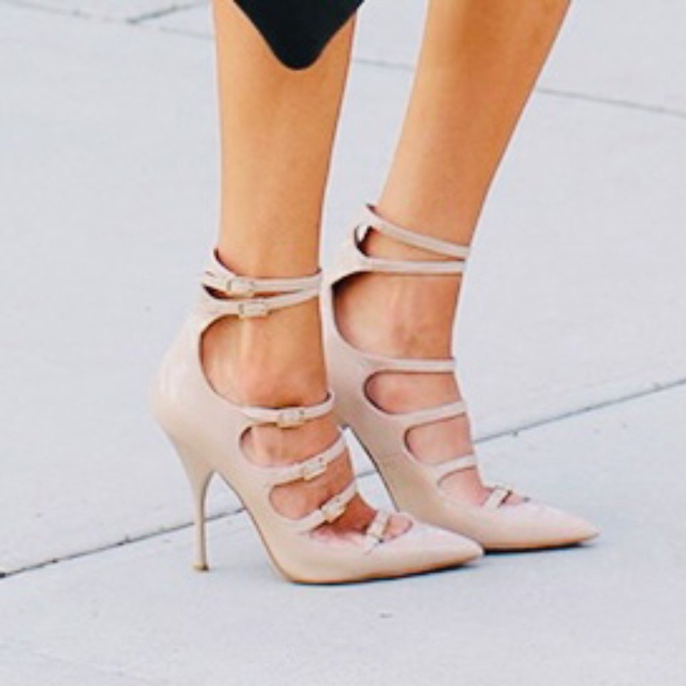 FSJ Ankle Strap Pointed Toe Stiletto High …